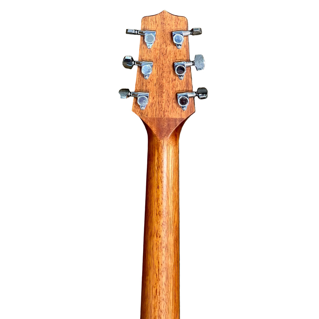 Takamine G Series GD11MCE-NS Acoustic-Electric Guitar w/ Soft Case Wooden guitar headstock on a wooden floor