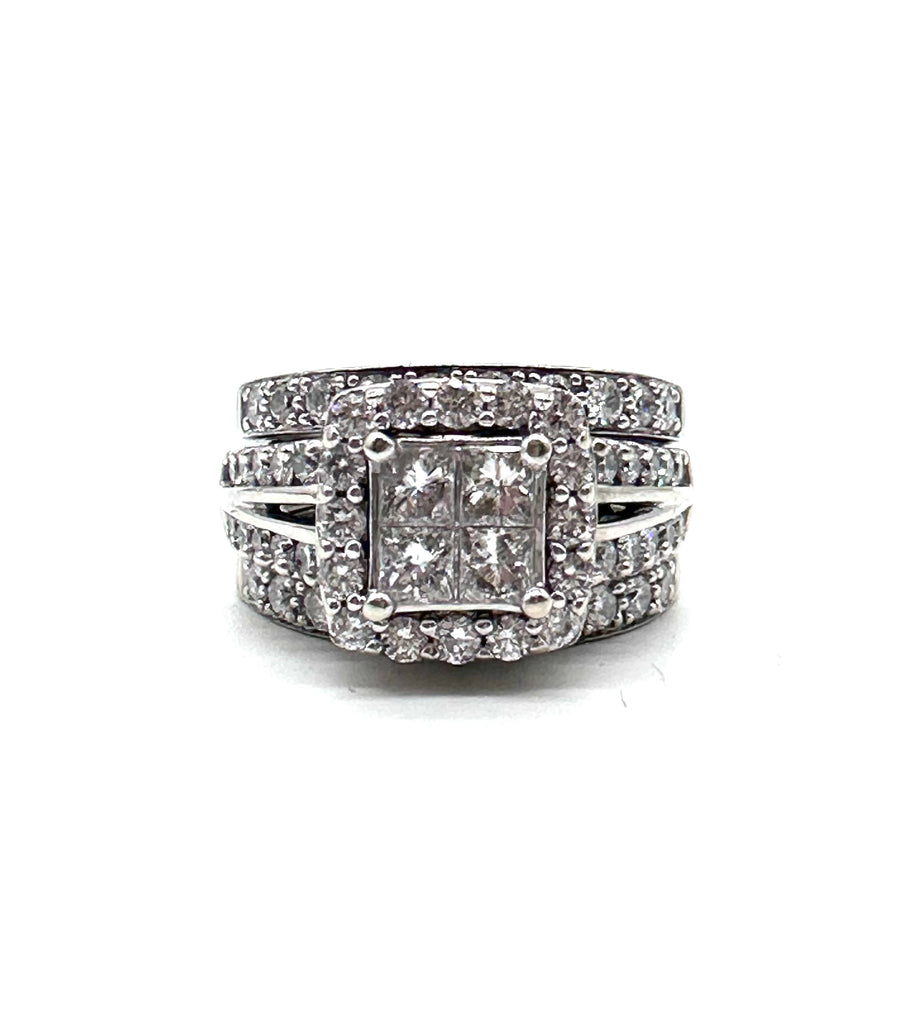 Quad Diamond Halo Ring