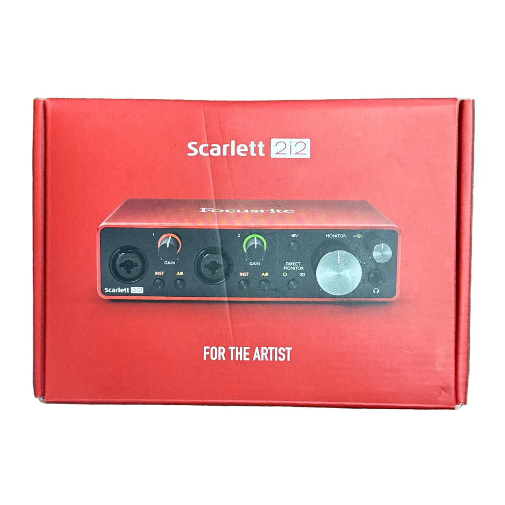Focusrite Scarlett 2i2 3rd Gen USB Audio Interface Fender Scarlett 2i2 audio interface packaging on a white background