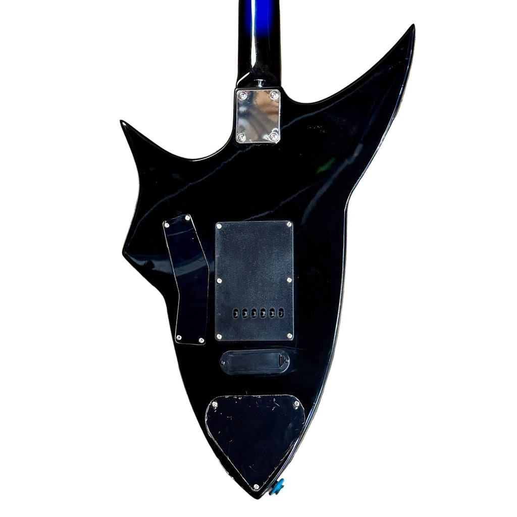 Glen Burton USA Shark Shape Electric Guitar Black electric guitar on a wooden floor