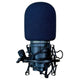 ZOOM ZDM-1 Large-Diaphragm Supercardioid Dynamic Podcast Microphone w/ Shock Mount Black microphone with windscreen on a wooden surface