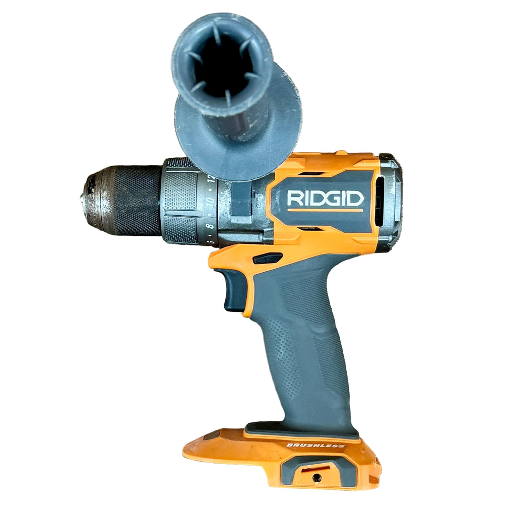 RIDGID 18V 1/2" Brushless Cordless Hammer Drill/Driver w/ Battery (R86115) Ridgid drill on a wooden surface