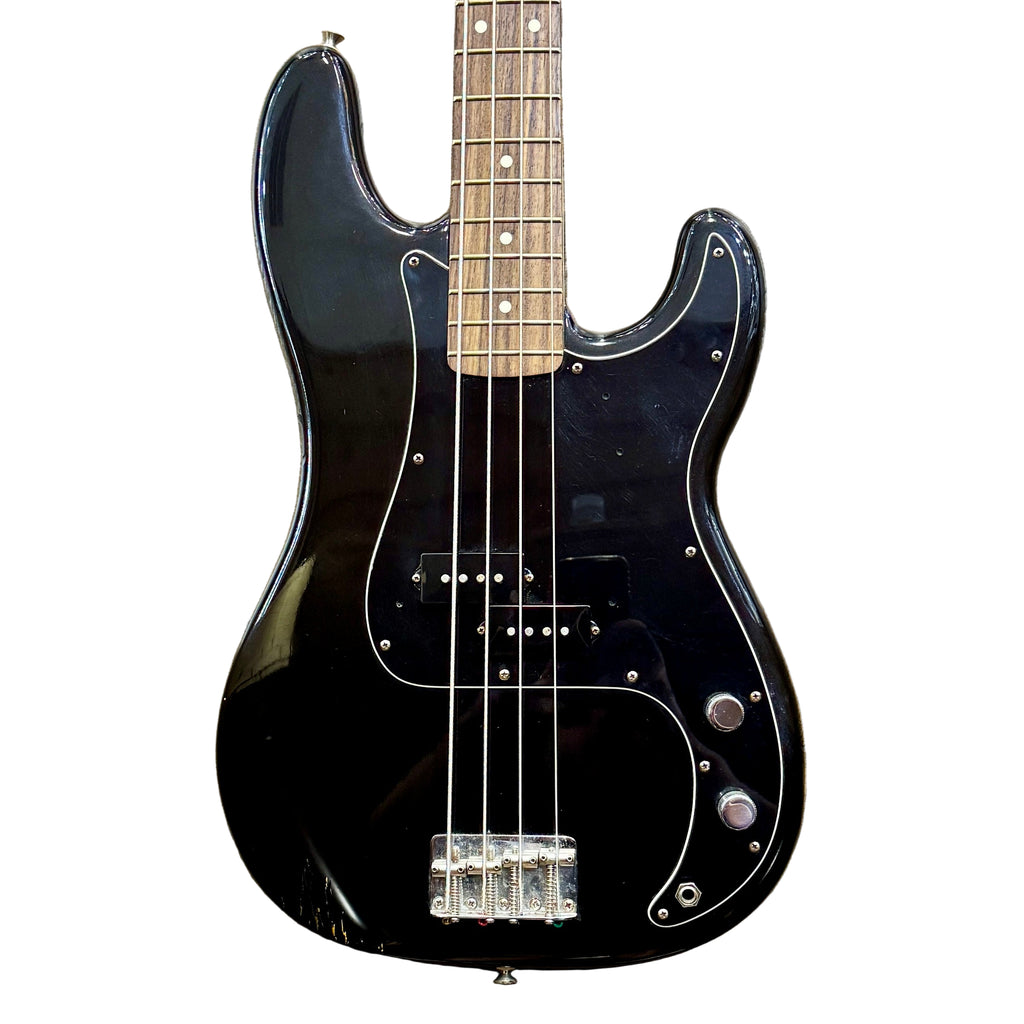 Fender Standard Precision Bass Electric Bass Guitar w/ Hard Case Black electric bass guitar on a white background