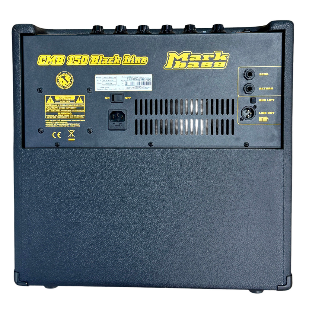 Markbass CMB 150 Black Line Bass Guitar Combo Amplifier (CMB 121 Black Line) Back view of a Mark Bass guitar amplifier on a white background