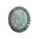 .925 Sterling Silver White Opal CZ Halo Slide Pendant Opal gemstone with silver frame on a white background