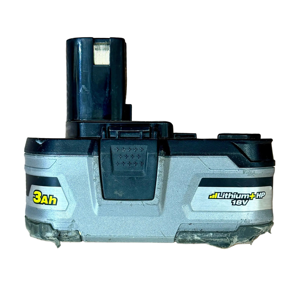 RYOBI ONE+ 18V 3Ah Lithium+ HP Battery Pack (P191) Battery pack with '3Ah' and 'Lithium+ HP 18V' labels on a wooden surface