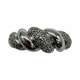 .925 Sterling Silver Diamond Pavé Alternating Ribbed Graduated Ring Silver ring with textured design on a white background
