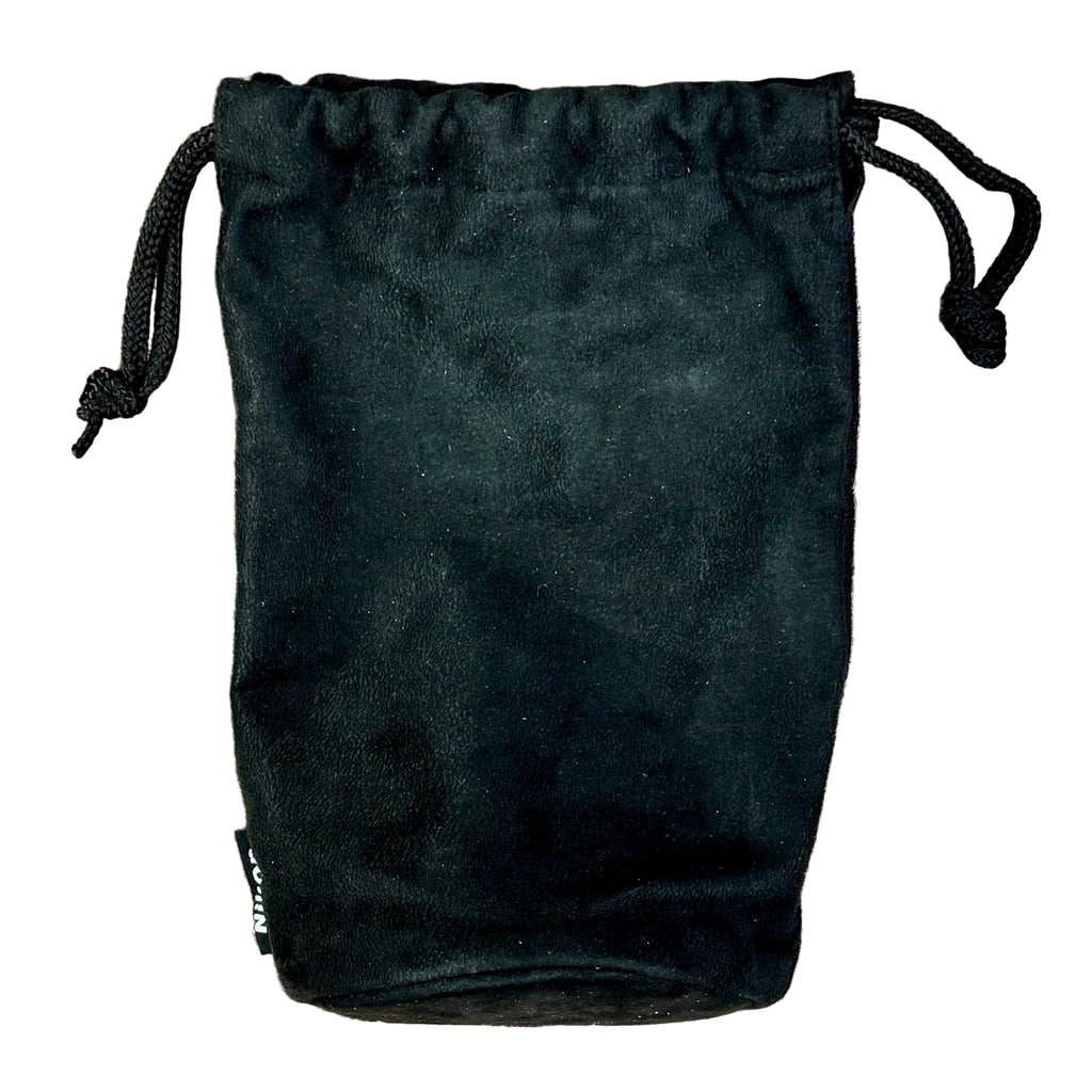 Nikon AF-S VR NIKKOR 70-300mm f/4.5-5.6G IF ED Zoom Camera Lens w/ Front & Rear Caps Black drawstring pouch on a white background