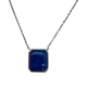 .925 Sterling Silver Framed Lapis Stationary Pendant Necklace Necklace with a blue pendant on a white background