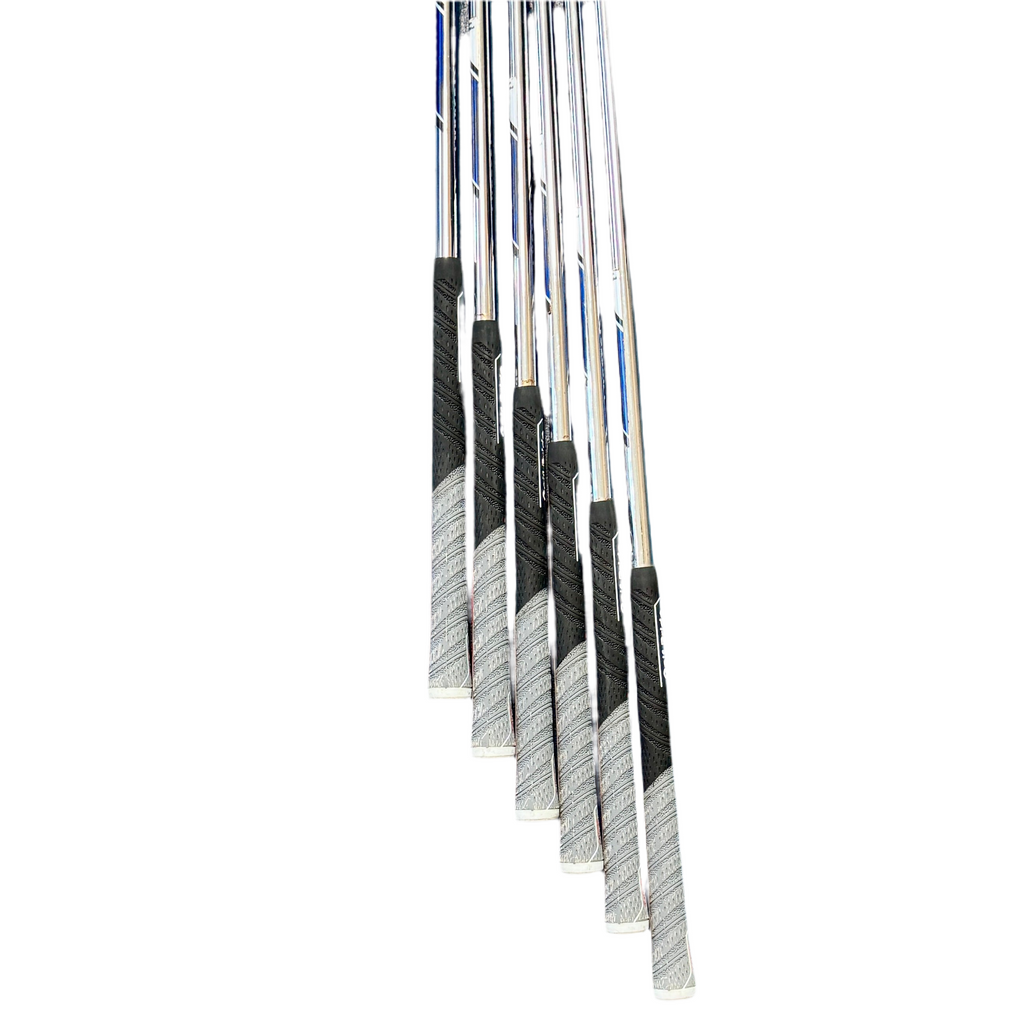 TaylorMade P790 6-Piece Iron Set RH Golf Clubs (5-9, P) Set of golf club shafts on a white background
