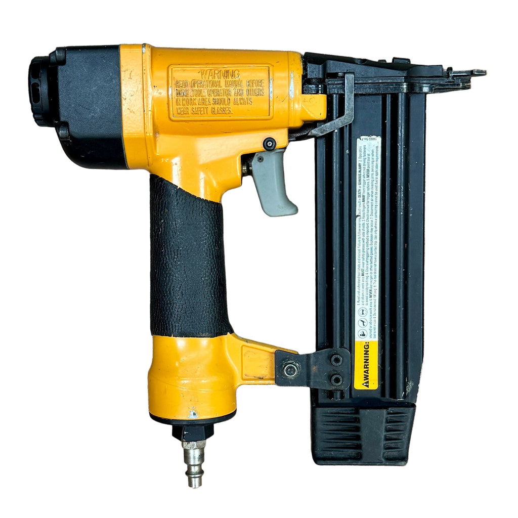BOSTITCH 18-Gauge 2" Pneumatic Brad Nailer (SB-1850BN) Yellow and black nail gun on a wooden surface