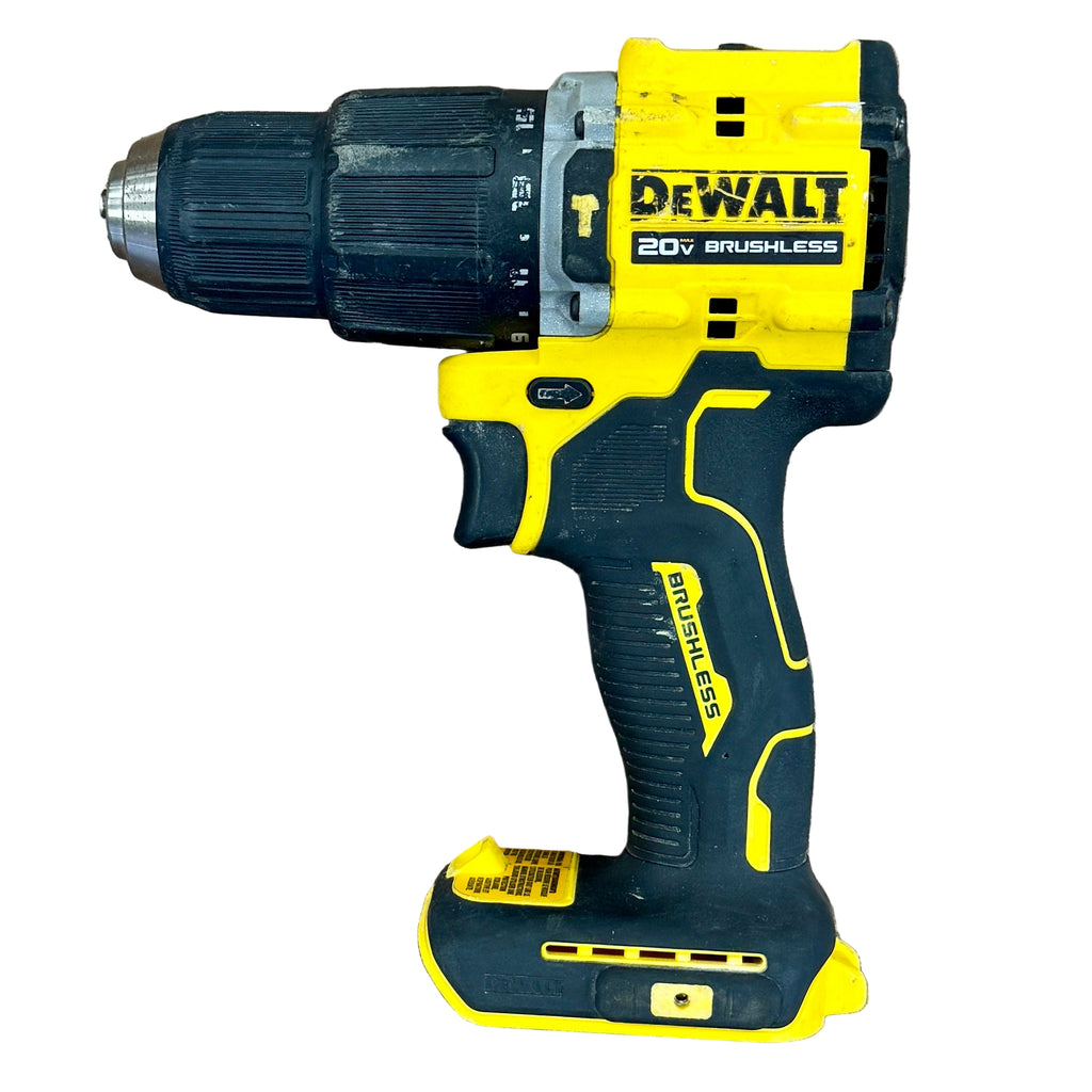 DeWalt ATOMIC 20V MAX 1/2" Brushless Cordless Hammer Drill/Driver (DCD799) DeWalt cordless drill on a wooden surface