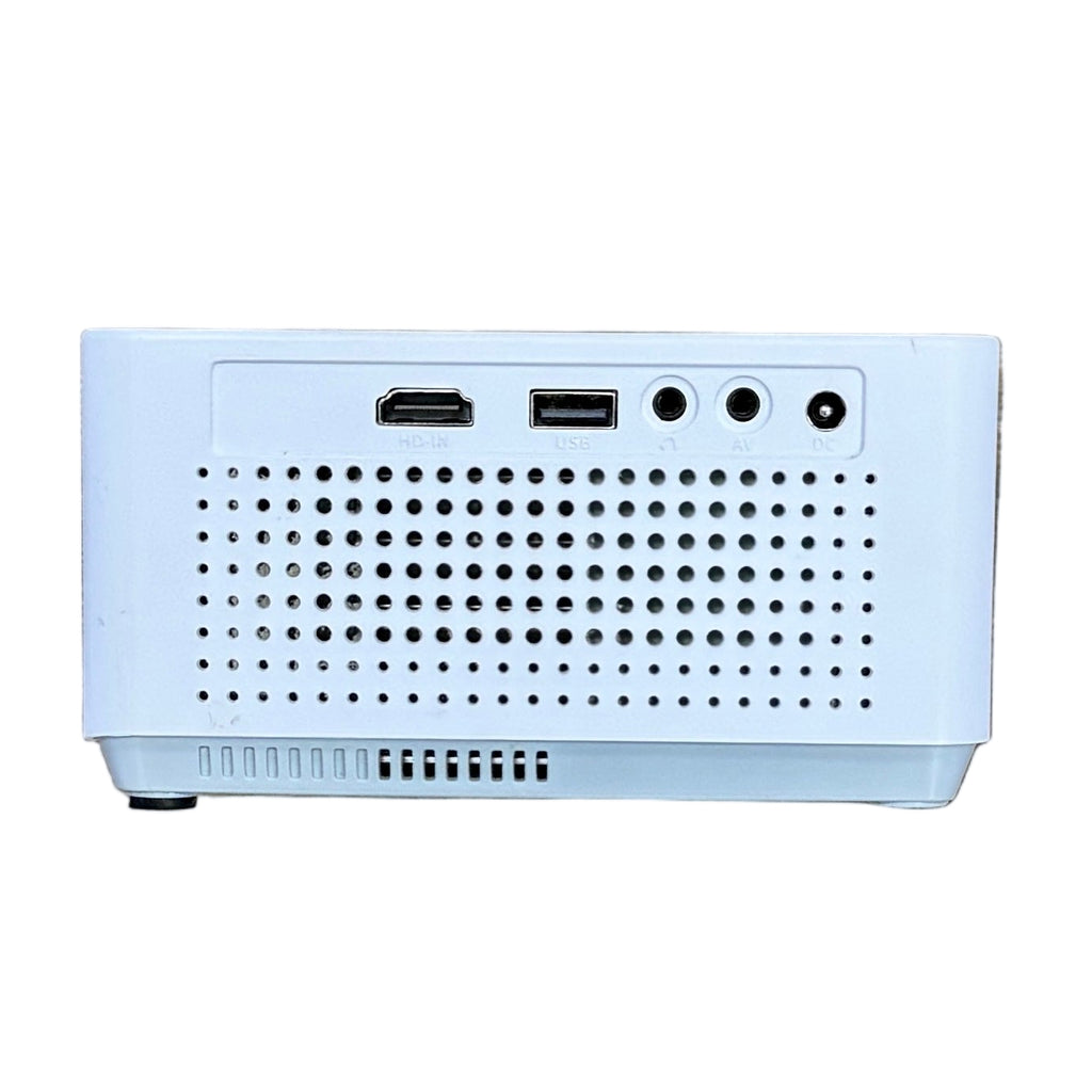 VANKYO Leisure 470W Native 720P Portable Projector with Wireless Connectivity w/ Remote (WPY014) Back view of a light blue electronic device with ports on a white background