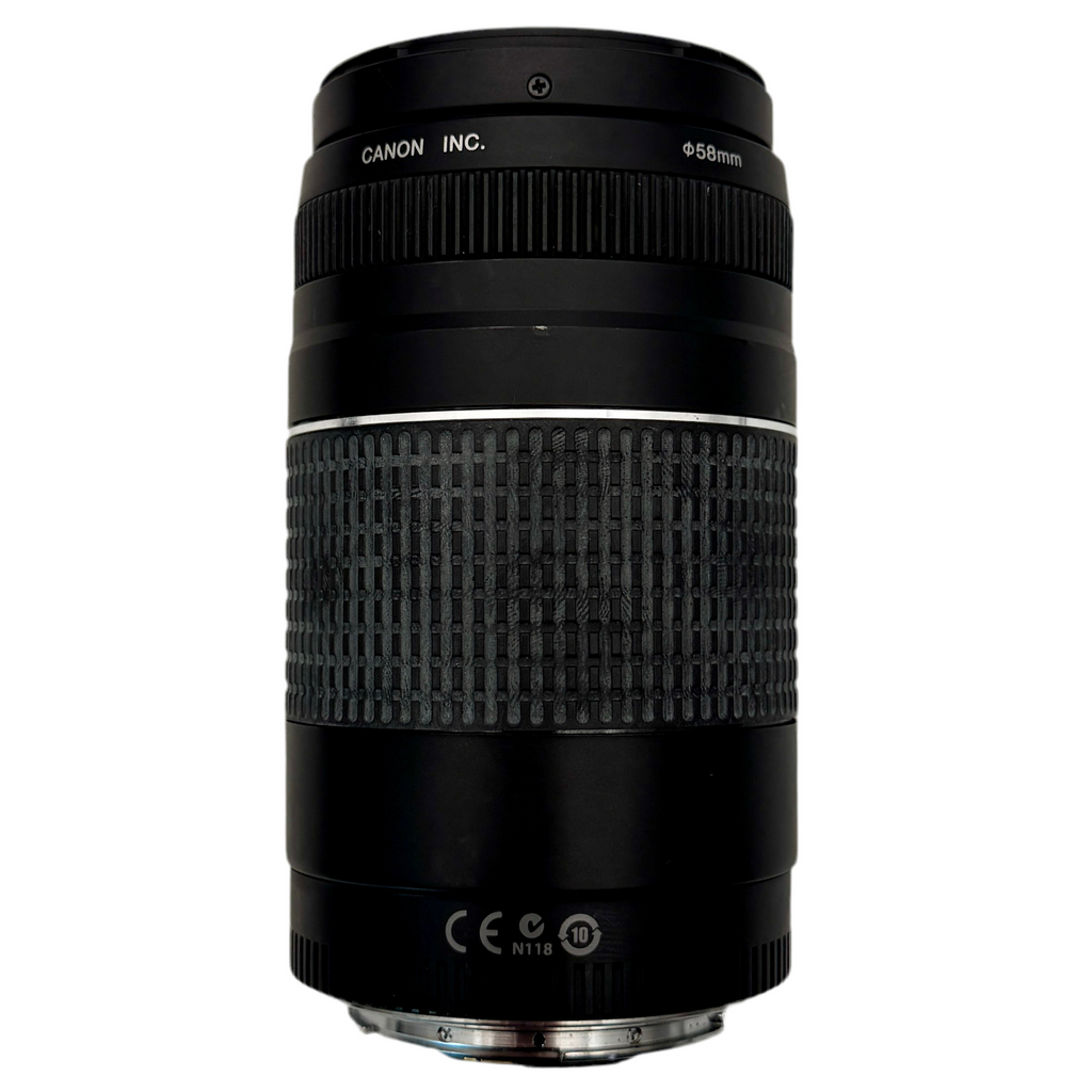 Canon EOS Rebel T3 12.2 MP CMOS Digital SLR Camera w/ Canon Zoom Lens EF-S 18-55mm f/3.5-5.6 IS II & Canon Zoom Lens EF 75-300mm f/4-5.6 III Lenses Canon camera lens on a white background