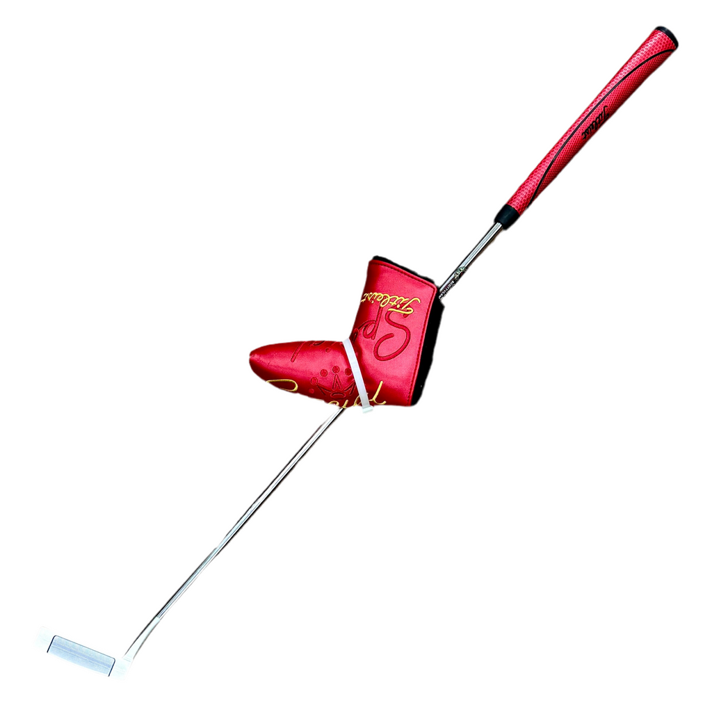 Titleist Scotty Cameron SELECT NEWPORT 3 Mid-Mallet Putter RH Golf Club w/ Headcover Red golf club with a putter head on a white background