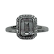 .925 Sterling Silver Emerald Cut CZ Bezel Set Halo Ring Diamond ring with emerald-cut center stone on a white background