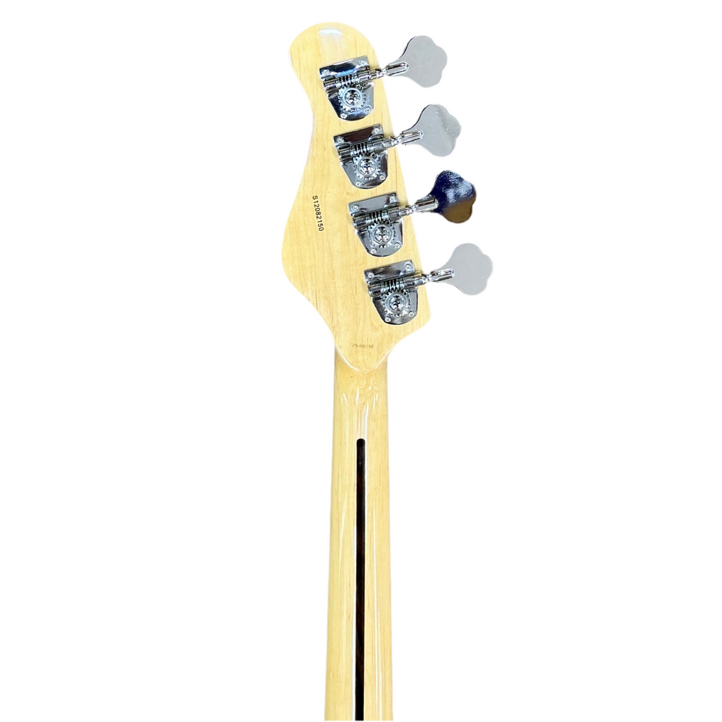 Jay Turser JTB-402-TSB Electric Bass Guitar w/ Hard Case Close-up of a guitar neck with tuning pegs on a white background