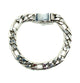 .925 Sterling Silver 49.6 Gram Figaro Bracelet Silver chain bracelet on a white background
