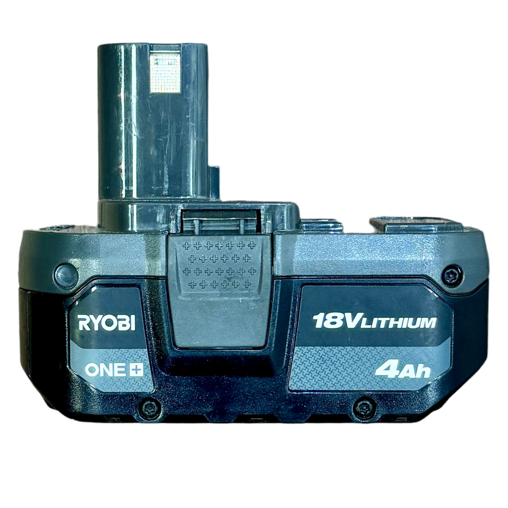 RYOBI ONE+ 18V 4.0 Ah Lithium-Ion Battery (PBP005) Ryobi 18V lithium-ion battery on a white background