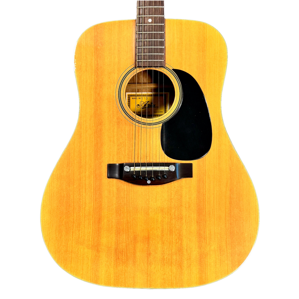 Aria A-690 Acoustic Guitar w/ Soft Case Acoustic guitar with a wooden finish on a white background