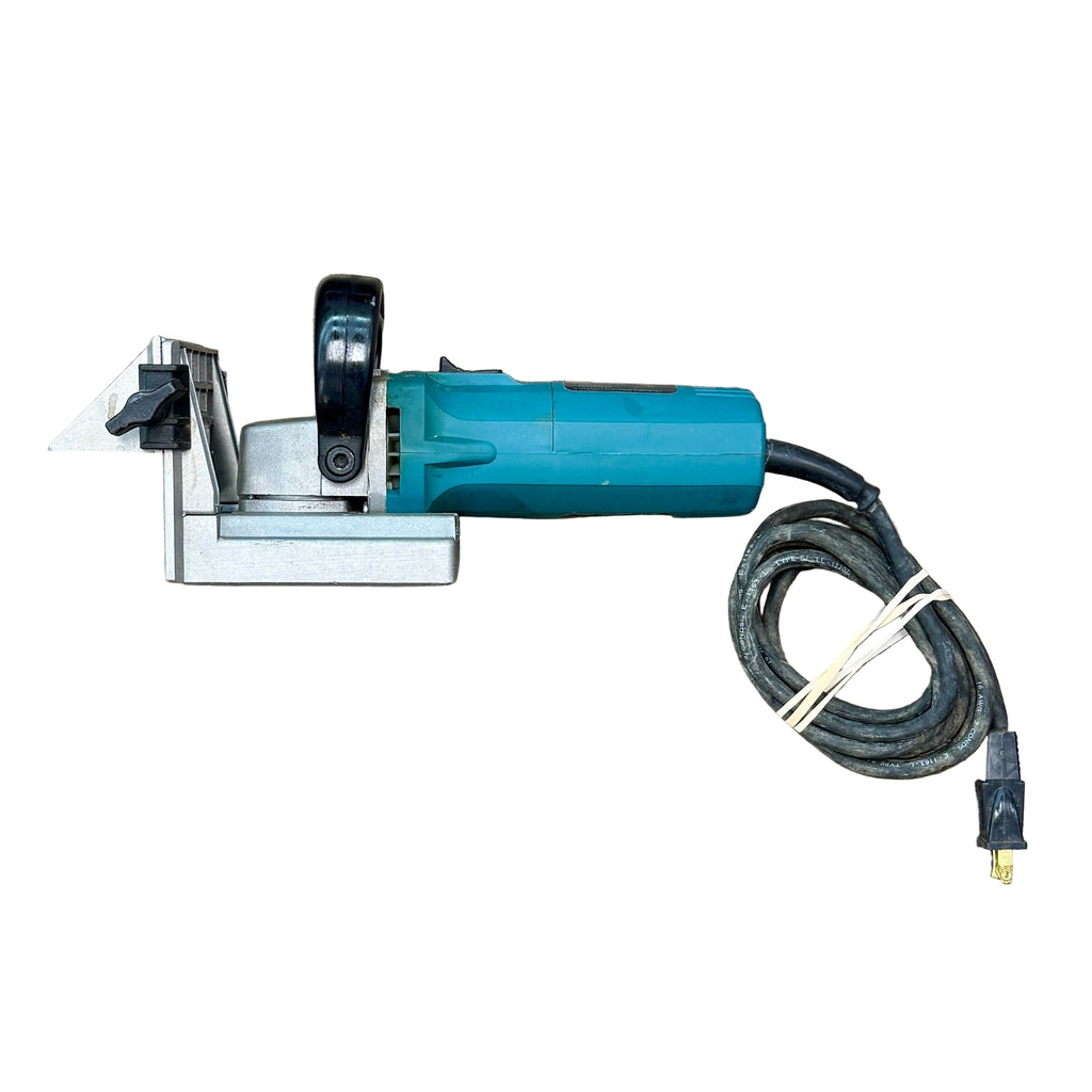 Freud 5-Amp 4" Corded Biscuit Joiner Machine w/ Hard Case (JS100) Tile cutter on a wooden floor