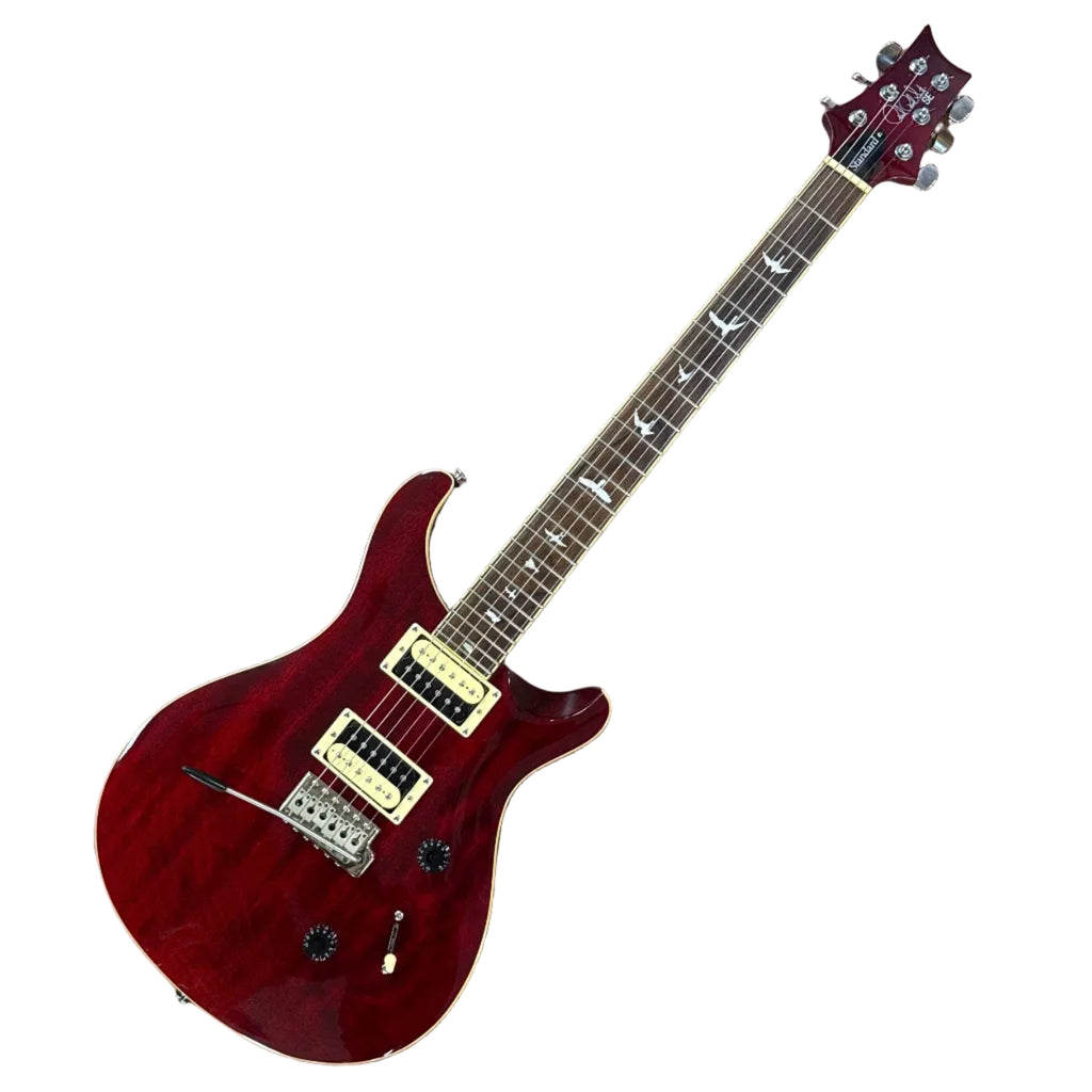 PRS Paul Reed Smith SE Standard ST4VC Electric Guitar w/ Soft Case Red electric guitar on a wooden floor