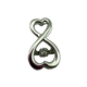 .925 Sterling Silver Floating Diamond Infinity Heart Pendant Silver heart-shaped earring with a central gemstone on a white background