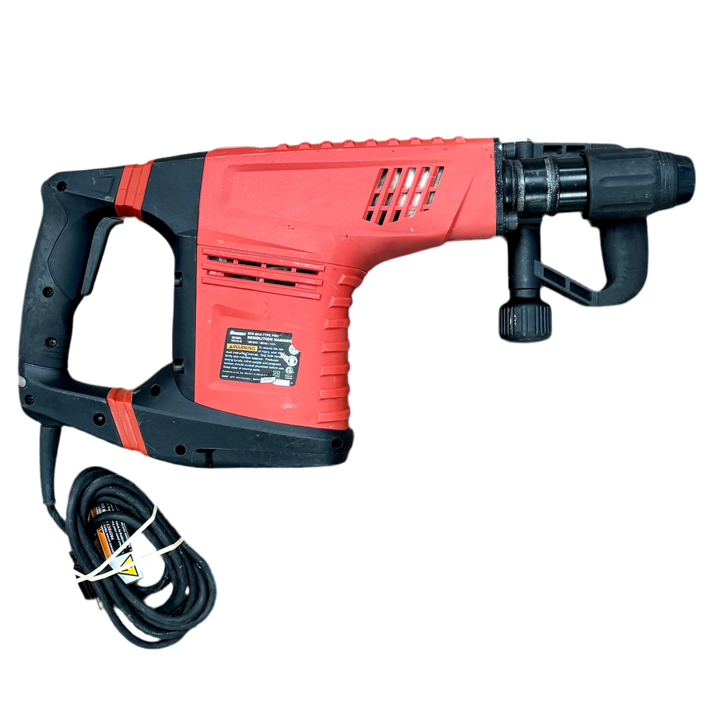 BAUER 12.5-Amp Corded SDS-MAX Type Demolition Hammer w/ Hard Case (1631E-B) Red and black drill on a white background