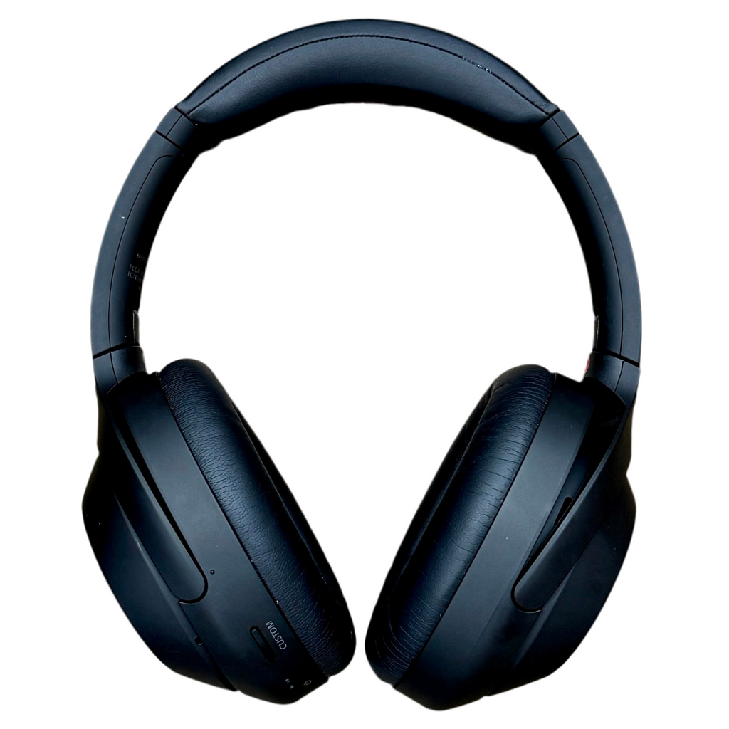 Sony WH-1000XM4 Premium Wireless Noise Canceling Headphones w/ Case - Black over-ear headphones on a white background