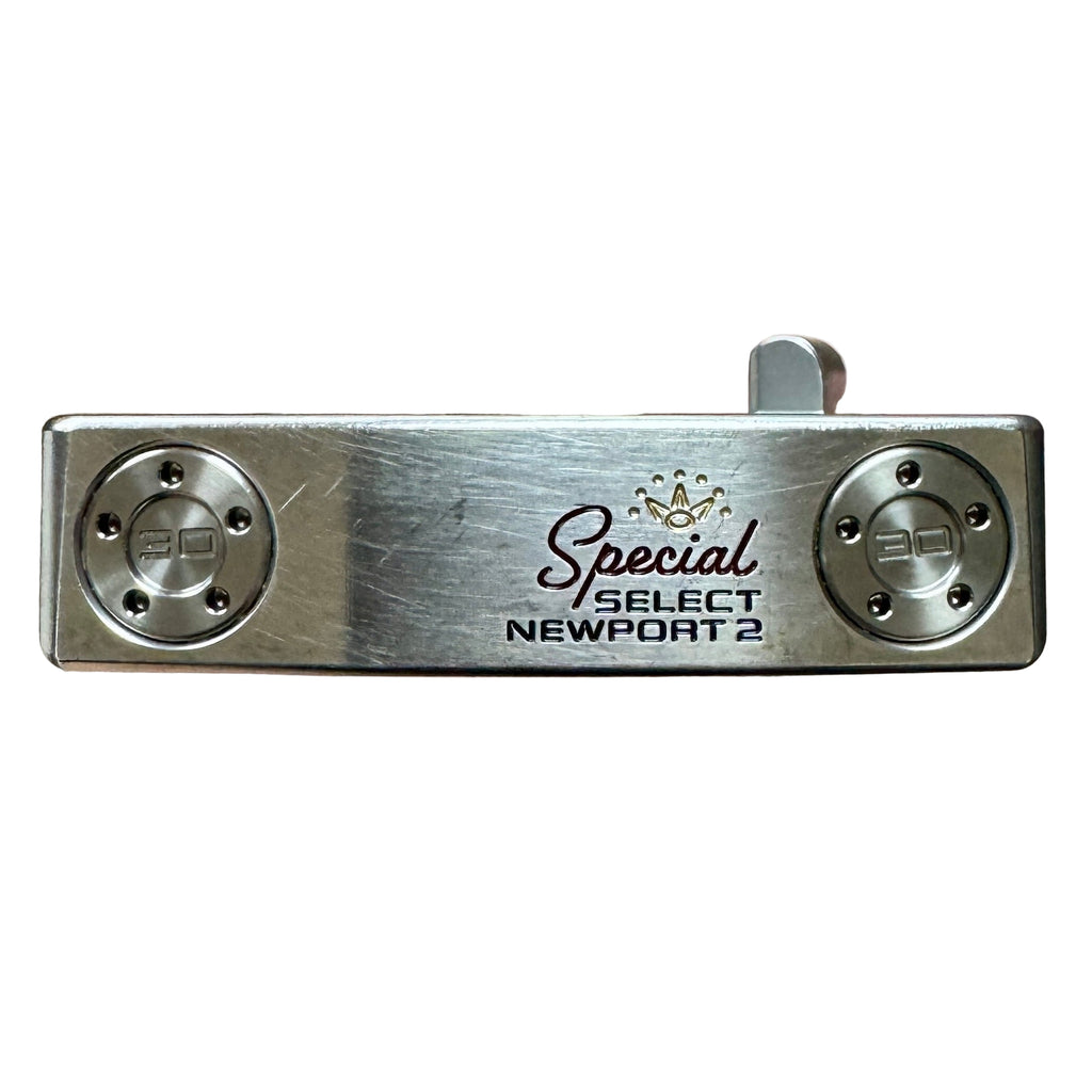 Titleist Scotty Cameron Special SELECT NEWPORT 2 Blade Putter RH Golf Club Metallic lighter with 'Special Select Newport 2' branding on a white background