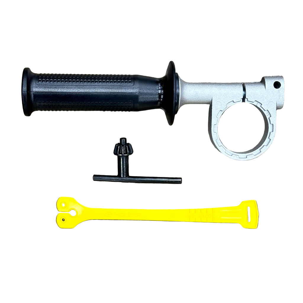 DeWalt 8.5-Amp 1/2" Corded VSR Drill (DW235G) Black and white metal component with yellow plastic parts on a wooden surface