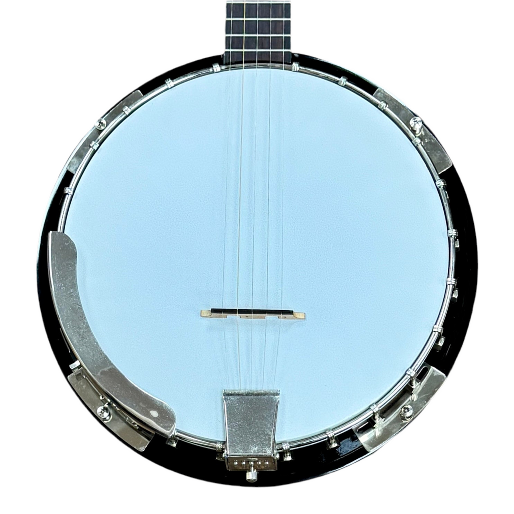 Savannah SB-095 5-String Resonator Banjo w/ Hard Case Banjo with a light blue resonator on a white background