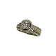 14K White/Yellow Gold 1CTW Diamond Bezel Milgrain Halo Multi-Row Ring Gold and diamond ring on a white background