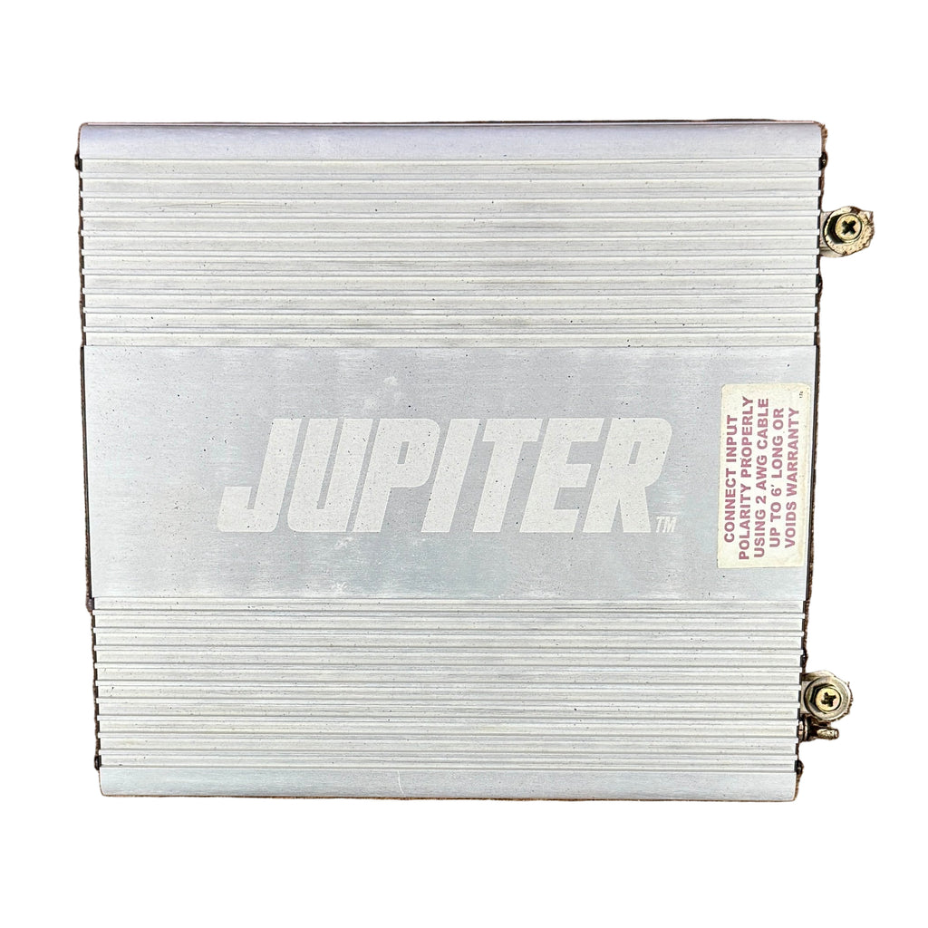 JUPITER 2000 Watt Continuous / 4000 Watt Peak Modified Sine Wave Power Inverter Silver amplifier with 'JUPITER' branding on a wooden floor
