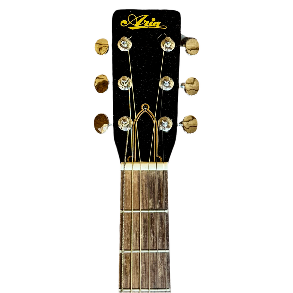 Aria 9400 Acoustic Guitar Aria guitar headstock on a white background