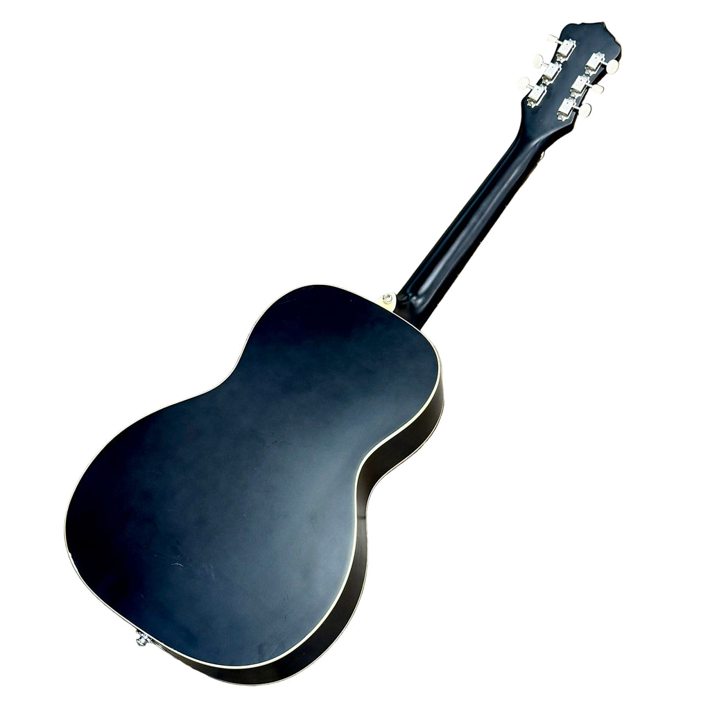 Recording King RPH-R2-E-BRB Dirty 30s Minnie Bucker Resonator Guitar Black acoustic guitar on a wooden floor