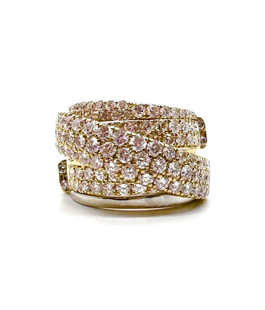 Diamond Four Row Crossover Ring