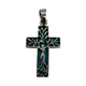 .925 Sterling Silver Turquoise Tree Cutout Cross Pendant Silver cross pendant with intricate design on a white background