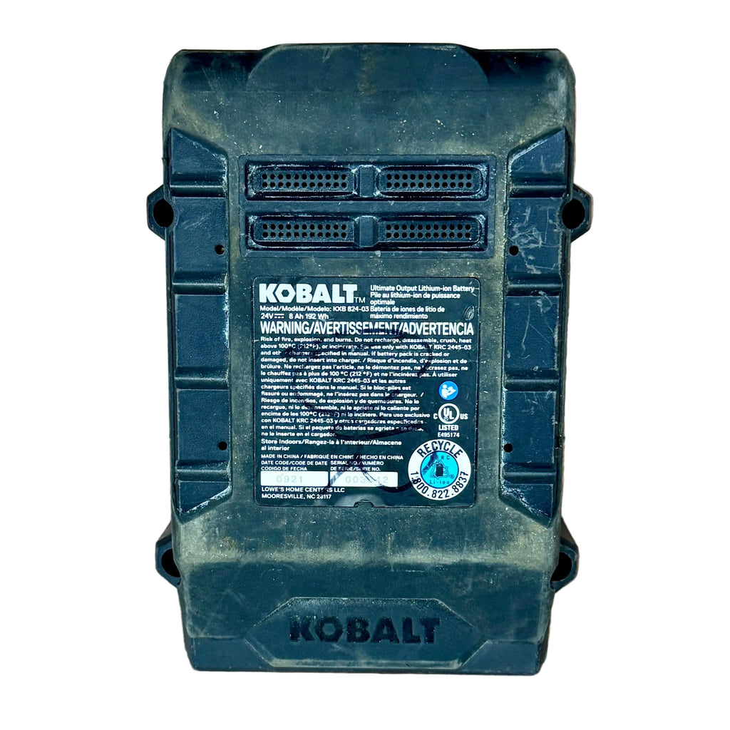 Kobalt ULTIMATE OUTPUT 24V MAX 8.0Ah Lithium Ion Battery Pack (KXB 824-03) Kobalt battery pack on a wooden surface