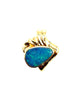 14K Yellow Gold Fancy Ribbed Bezel Set Blue Opal Pendant