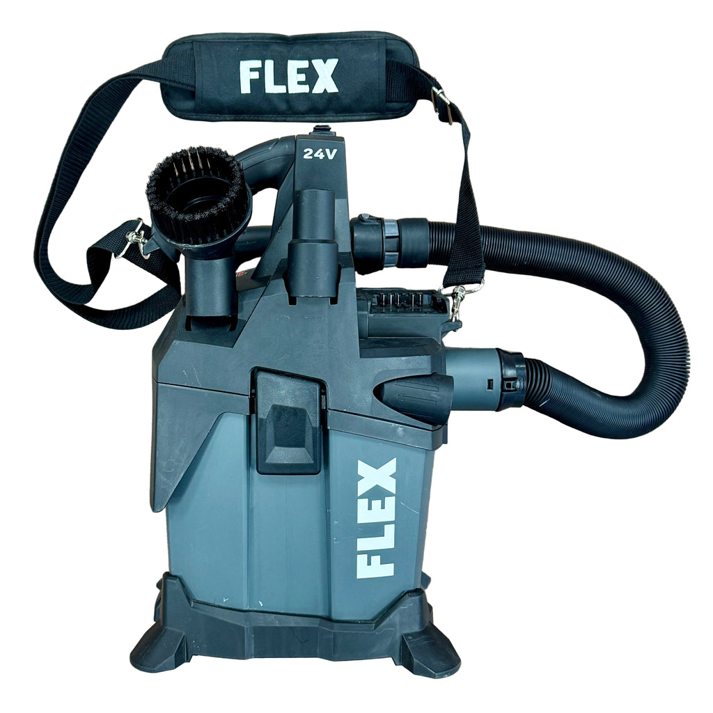 FLEX 1.6 Gallon 1 HP Cordless Wet/Dry Shop Vacuum w/ 2 Batteries, Charger, & Accessories (FX5221)
