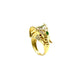 14K Yellow Gold Diamond Emerald & Ruby Elephant Head Ring