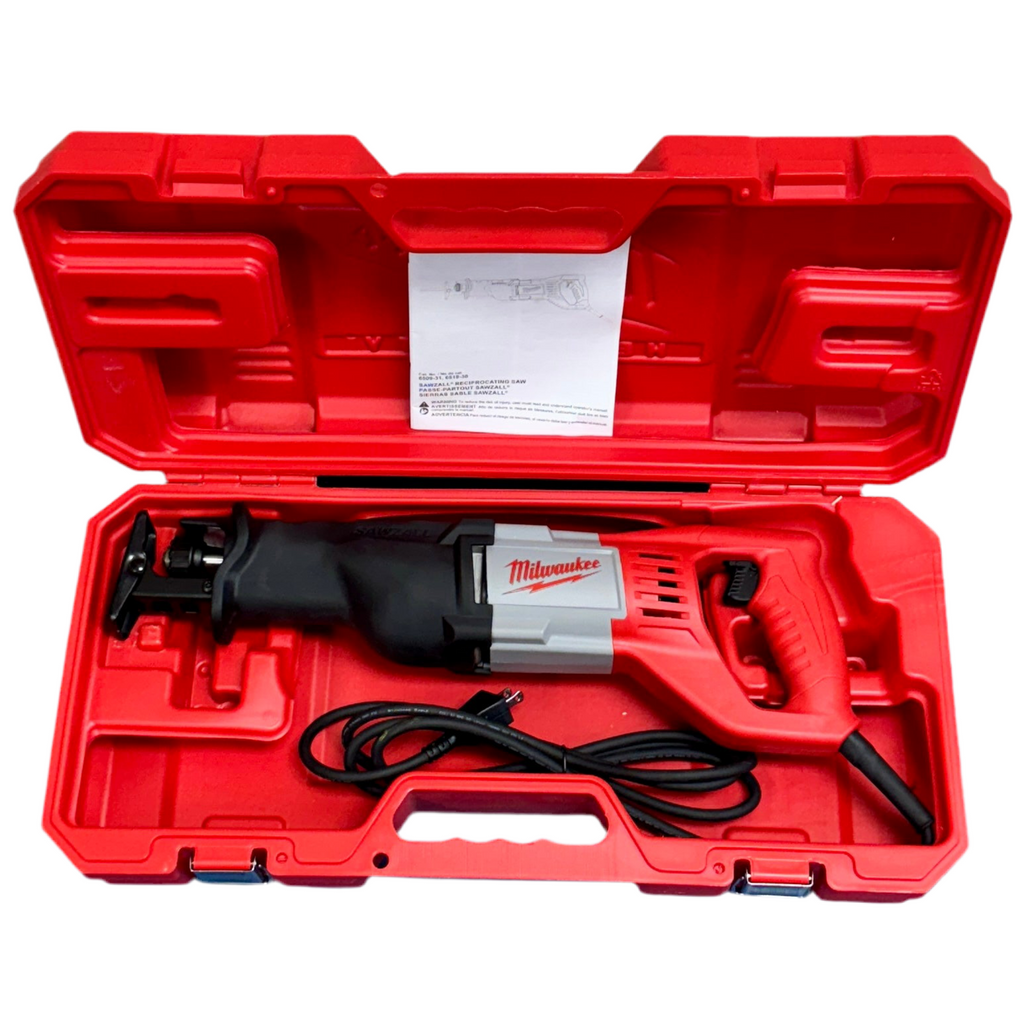 Milwaukee 12-Amp 3/4" Stroke Sawzall Reciprocating Saw w/ Hard Case (6509-31) Milwaukee oscillating tool in a red case on a white background