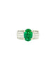 Platinum 2.85CT Oval Emerald 92PTW Diamond 4-Row Channel Ring