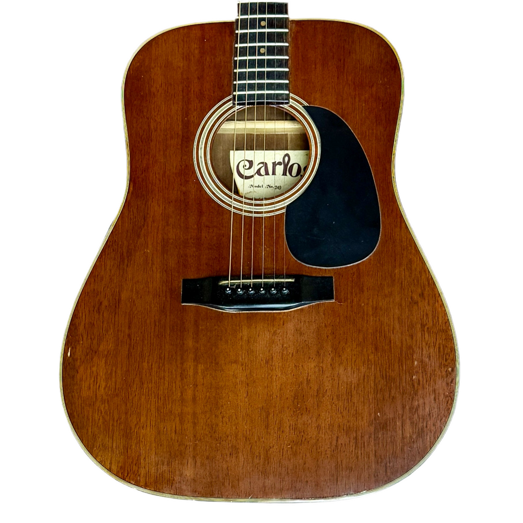 Carlos Model No. 249 Acoustic Guitar Acoustic guitar with 'Carlo' branding on a white background