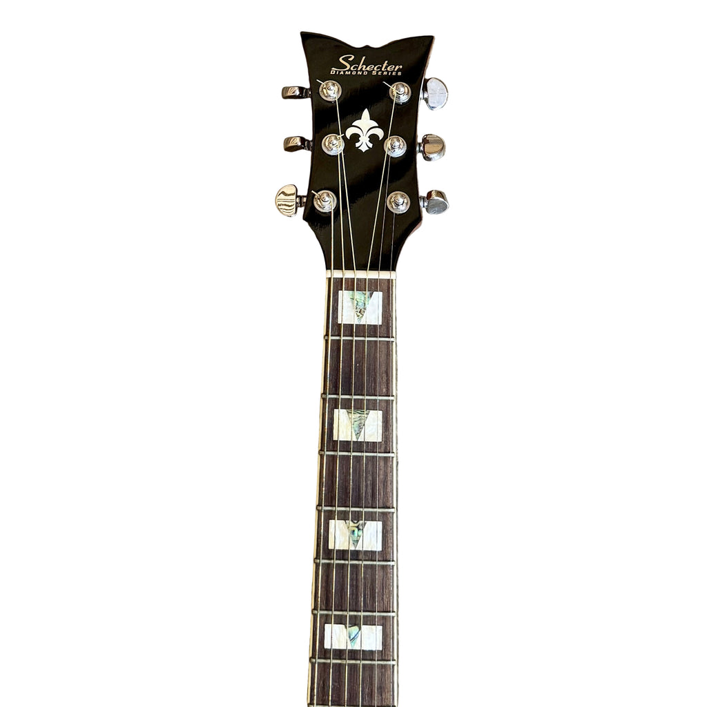 Schecter DIAMOND SERIES Acoustic-Electric Guitar w/ Hard Case Schecter electric guitar neck on a wooden floor