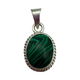 .925 Sterling Silver Green Malachite Cable Framed Pendant Silver pendant with green and black marbled stone on a white background