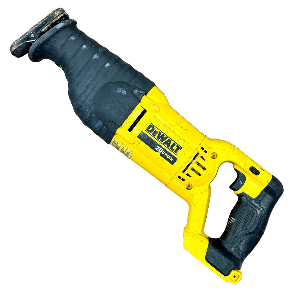 DeWalt 20V MAX 1-1/8" Stroke Cordless Variable Speed Reciprocating Saw (DCS381) Yellow and black reciprocating saw with DEWALT branding on a white background