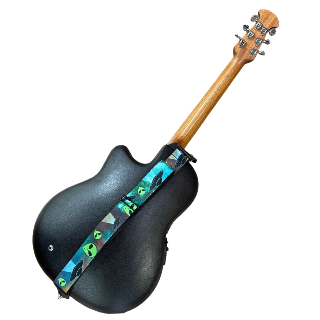 Ovation Celebrity GC057M Acoustic-Electric Guitar w/ Soft Case Electric guitar with a black case on a wooden floor