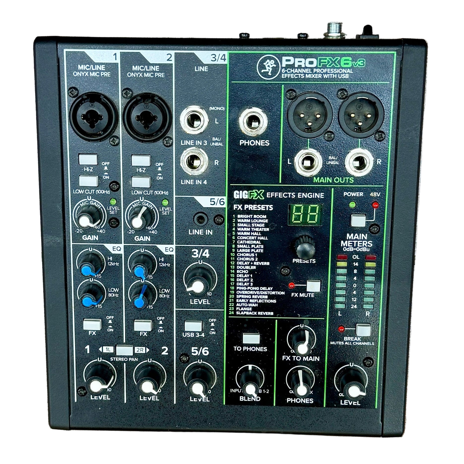 MACKIE PROFX6v3 6-Channel Professional Effects Mixer with USB
